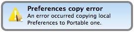 Copy preferences error popup