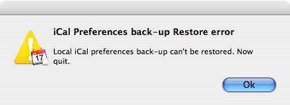 Backup restore error window screenshot