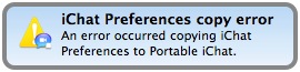 Copy preferences error popup