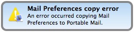 Copy preferences error popup