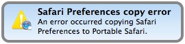 Copy preferences error popup
