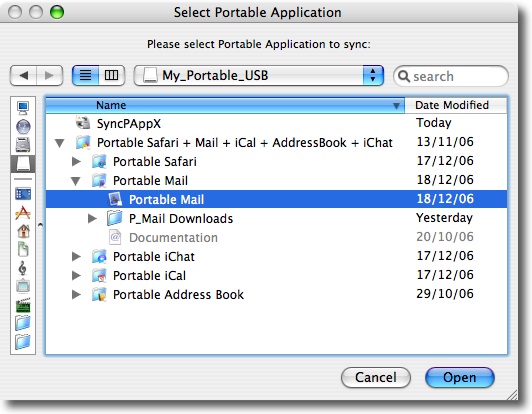 Select Portable App window